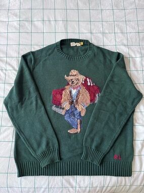 Polo by Ralph Lauren Forest Green Bear Crewneck Sweater